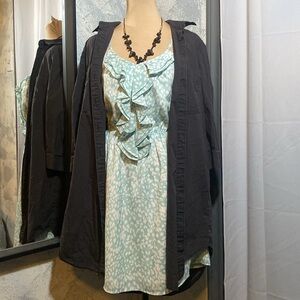 Forever 21 Blue w White Print Sleeveless Midi Dress size M